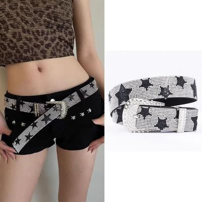 Bling Bling Sparkling Rhinestone Belt Vintage Waist Strap Fashion Trendy Waistband For Women