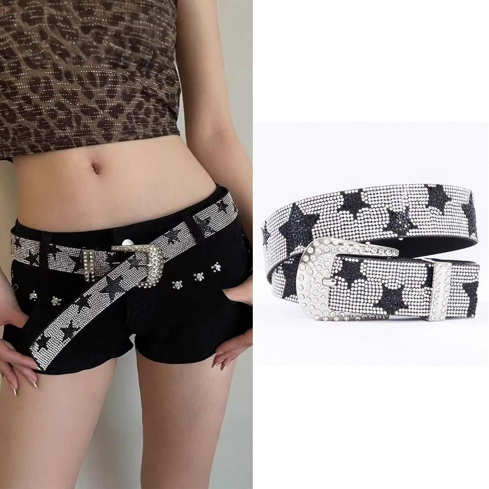 Bling Bling Sparkling Rhinestone Belt Vintage Waist Strap Fashion Trendy Waistband  For Women