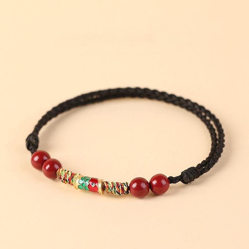 Glückskarpfen Reines Rotes Seil Armband für Damen Herren Chinesischer Stil Zinnober Handgemacht Verstellbar Geflochtenes Armband Amulett Schmuck Geschenke
