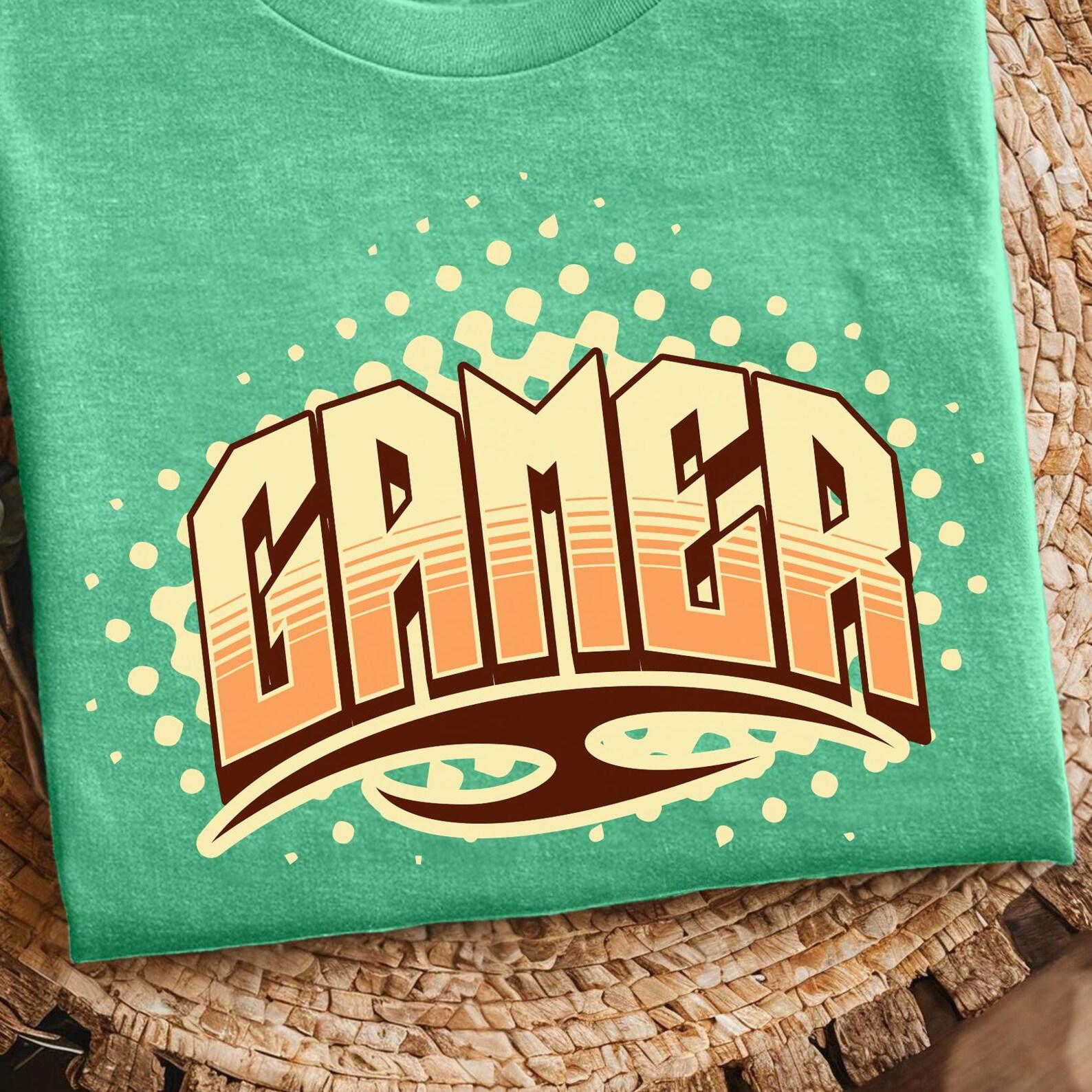 Gamer Shirt Retro Typography Vintage Gaming Shirt Cool Gamer Tee Gamer T Shirt Video Game Shirt Gamer Birthday Gift for Him Graphic Tee M