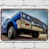 Semn Metalic Mașină Lowrider Albastru Strălucitor Vintage pentru Bărbat Adevărat, Decor de Perete din Staniu de Aluminiu pentru Sufragerie, Dormitor, Birou, Bar