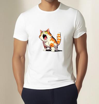 Screaming Cartoon Cat T-Shirt Hilarious Orange Tabby Graphic Tee Unisex Shirt Unisex T-Shirt