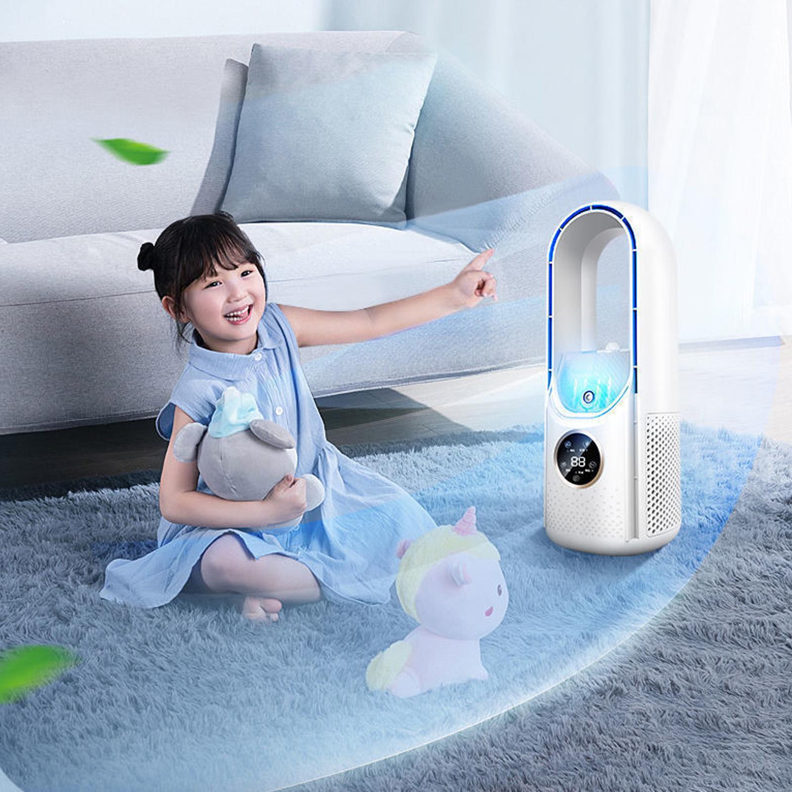 

USB Bladeless Fan with 6-Speed Adjustment and 100ml Misting Tank for Quiet Cooling with Adjustable Speeds and Misting синий