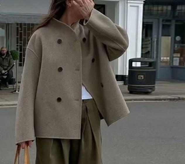 Autumn Woolen Jackets for Women Cropped Double Breasted Coat Woman Long Sleeve Coats for Women New In Outerwears