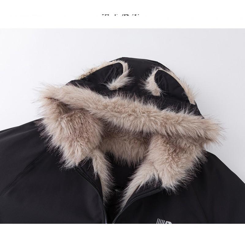Womens Reversible Hooded Short Puffer Jacket Loose Fit Cotton Blend Warm Outerwear Winter
