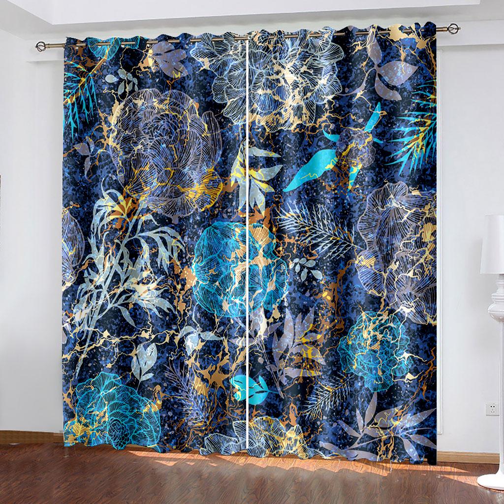 

Затемняющая оконная штора с цветочным узором, утепленные шторы-блэкаут, декор для гостиной, спальни, портьеры, Cortinas Para La Sala W132cm x H160cm&Grommet