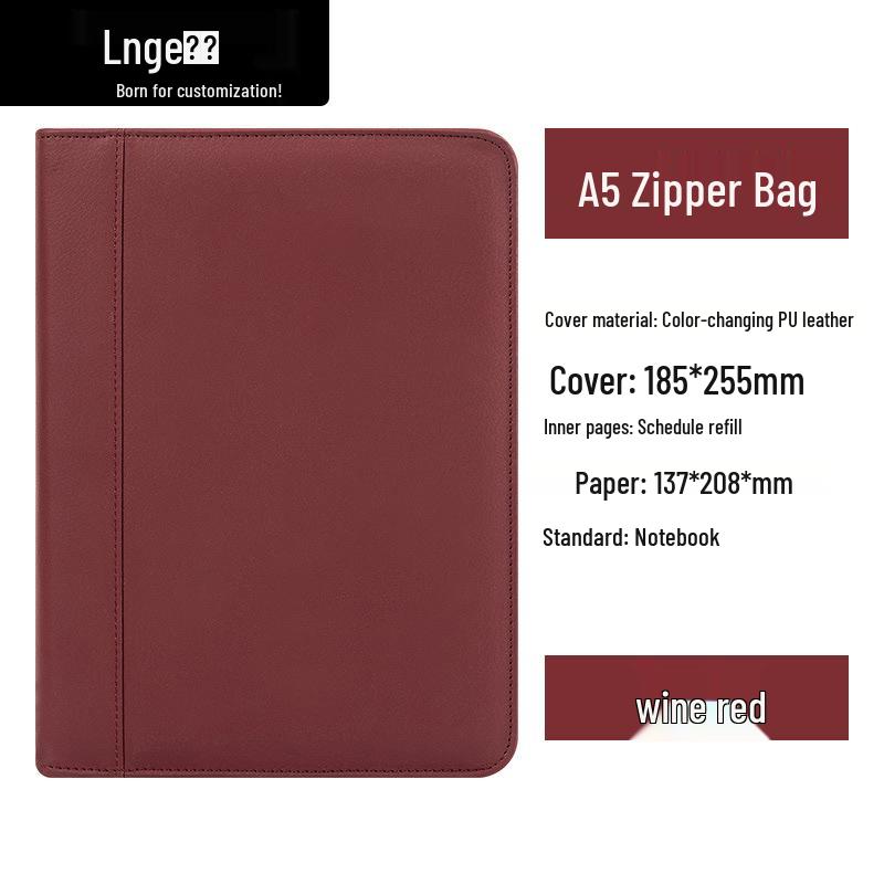 A5 Retro Leather Zipper Binder: Multifunctional Loose-leaf Notebook with Detachable A6 Section