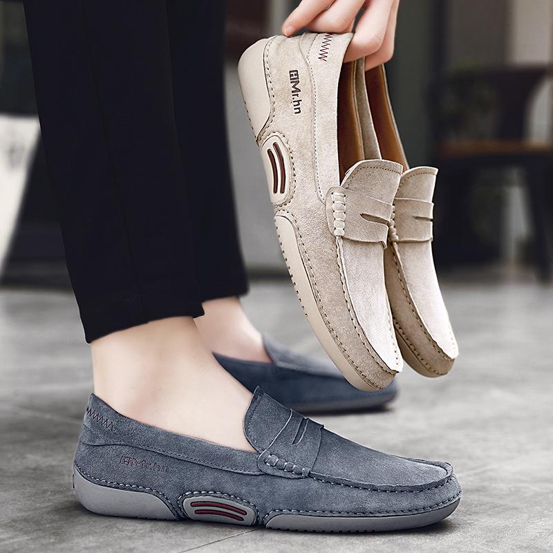 Fashion New Mens Loafers Fashion Slip on Footwear Male Flats Walking Shoe Handmade Soft Moccasins Men Shoes Casual Leather Suede Shoes