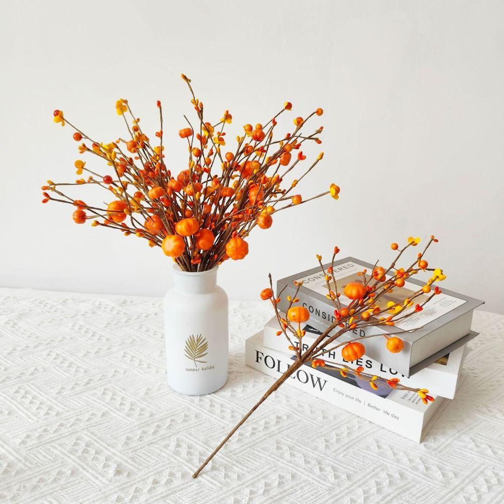 

DIY Artificial Fall Berry Pumpkin Branch Elegant Autumn Maple Leaves Berry Twigs Home Decoration