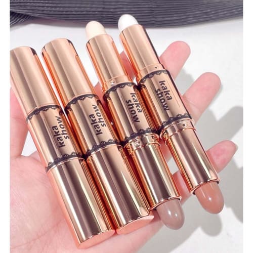 GECOMO Double Headed Multifunctional Makeup Stick, Highlight Shadow, Matte Brightening Face No Shadow 2-in-1, (02# Natural Color)