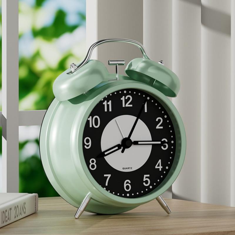 3 Inch Luminous Alarm Clock Students Children's Alarm Clock Strong Wake-Up for Elderly Silent with Night Light Battery Powered