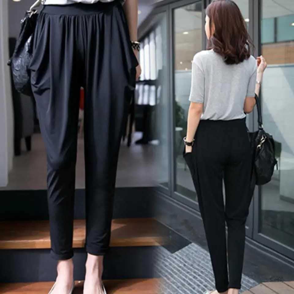 Czarne Spodnie Sarouel BlackCoco Luźne Długie Czarne Damskie, Dopasowanie, Długość, Elastyczne, (JP, Alfabet, L, Standardowy, Czarny) [Kod produktu]