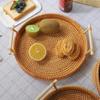 Vine Woven Basket Hand Woven Bread Basket Living Room Multifunctional Storage Basket Sturdy and Stable Minimalist Desktop Tray