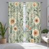 2pc Light green floral pattern curtains, polyester fabric, machine washable, suitable for living room/bedroom decoration