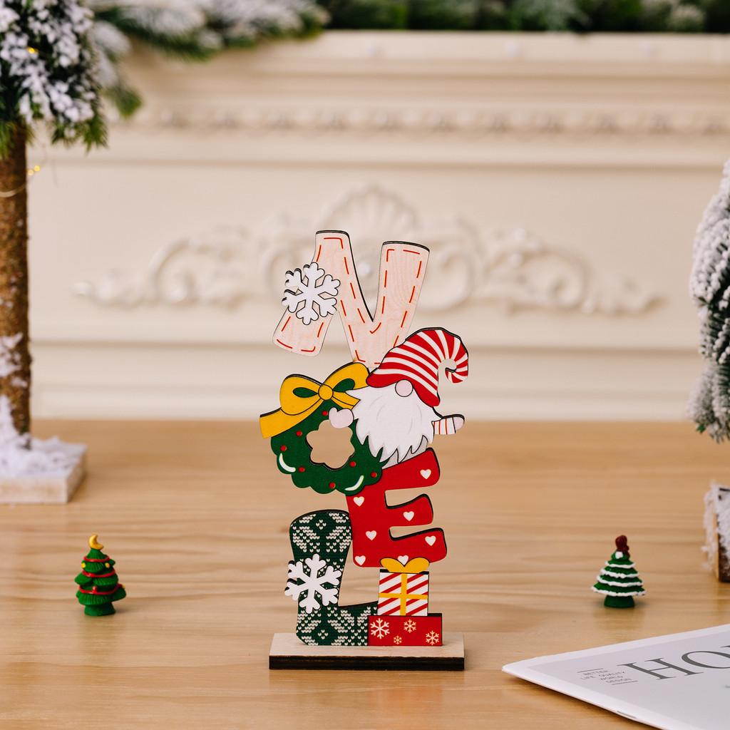 Christmas Delightful Wooden Tabletop Decor Featuring Fun Cartoon Letter Designs For Welcome Noel Xmas