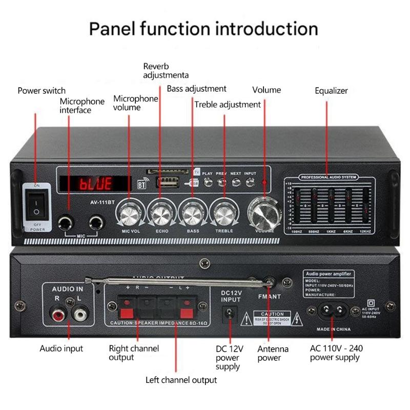 Compactly 60W Double Channel Amplifier Featuring 5Band Equalizers And Multiple Music Input Option Improved Experience