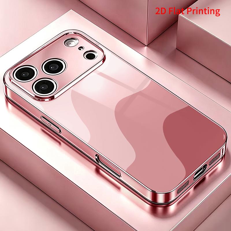 2DFlat electroplated tempered glass phone case,Pastel Waves Design,suitable for iPhone 18 Pro Max 17 16 15 14 13 12 11