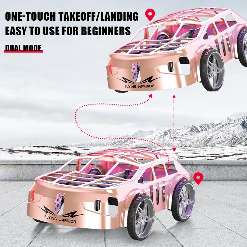 RC Flying Car 2.4GHz RC Quadcopter 2 In 1 Drone-Car Dual Mode Light Electric Land Air Remote Control Car of Outdoor Play Toys