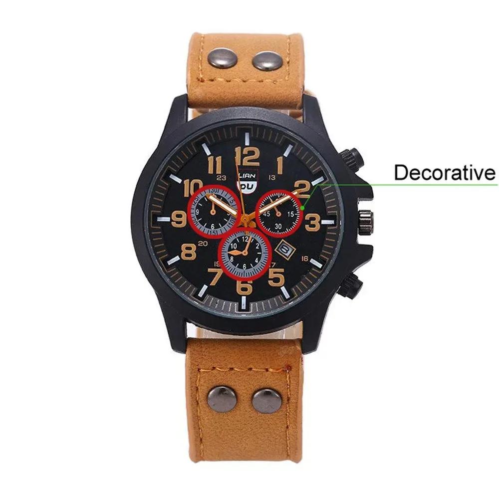 Military Leather Waterproof Date Quartz Analog Men's Quartz Wrist Watches Elegant Man Watch Alloy military items Man Watch