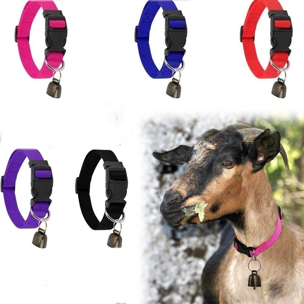 Langlebiger Verstellbarer Anti-Verlust Haustierhalsband Schnellverschluss mit Glocke Ziegenhalsband Atmungsaktives Pferdehalsband Bauernhof Stall
