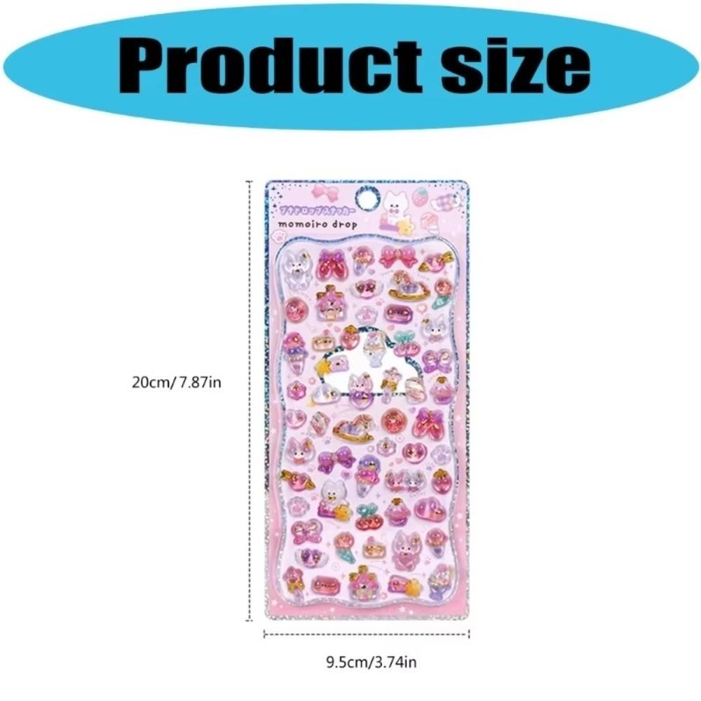 Embossed Animal 3D Crystal Sticker DIY Crafts Melody 3D Relief Stiers Drop Particle Decal PVC Relief Decorative Sticker