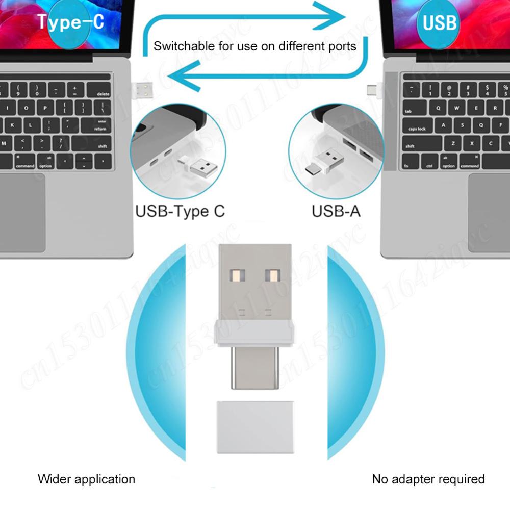USB And Type C Mouse Jiggler 2 In 1 Undetectable Mouse Shaker Driver-Free Mouse Mover Prevent for Laptop Keep Computer Awake