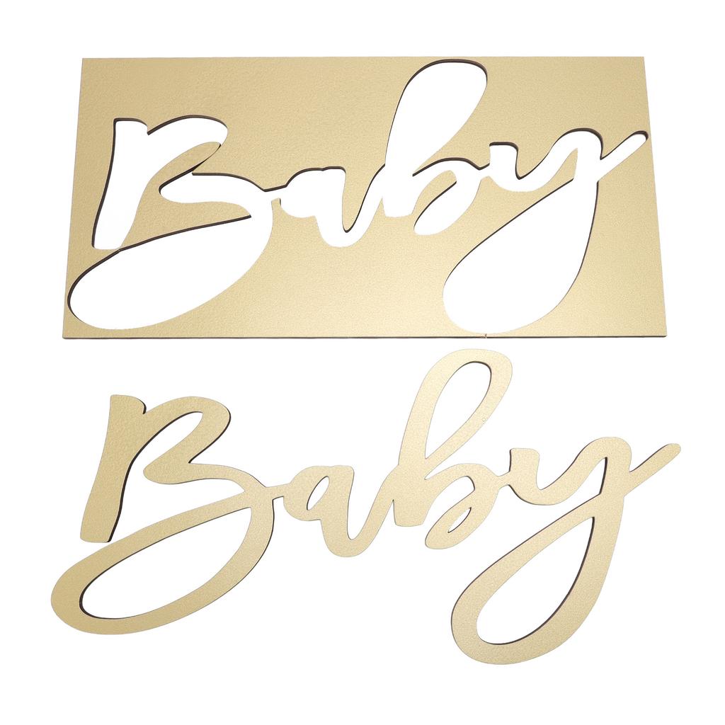 Oh Baby Wooden Sign Plaque Oh Baby Sign Cutout for Gender Reveal Parties Nursery Decor Gold