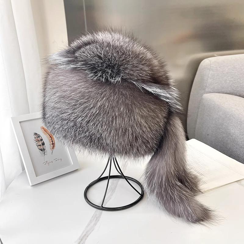 Fox Fur Hat Women's New Winter Warm Mongolian Hat Thickened Outdoor Skiing Fur Hat Shows A Small Face