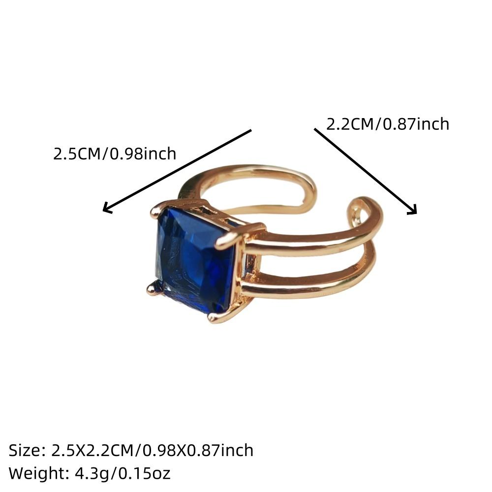 1 sztuka Modny trójkolorowy owalny/kwadratowy pierścionek z cyrkonią sześcienną z otwarciem i regulacją dla kobiet, pierścionek dla pary, biżuteria do układania, akcesoria na imprezę