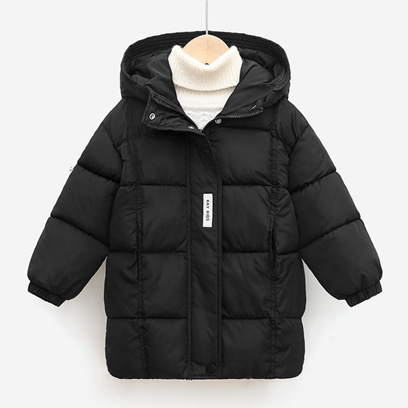 

Зимняя куртка для девочек-подростков, длинная, однотонная, с буквенным принтом, плотная, сохраняющая тепло, с капюшоном, пальто для детей, пуховая хлопковая верхняя одежда 100 чёрный