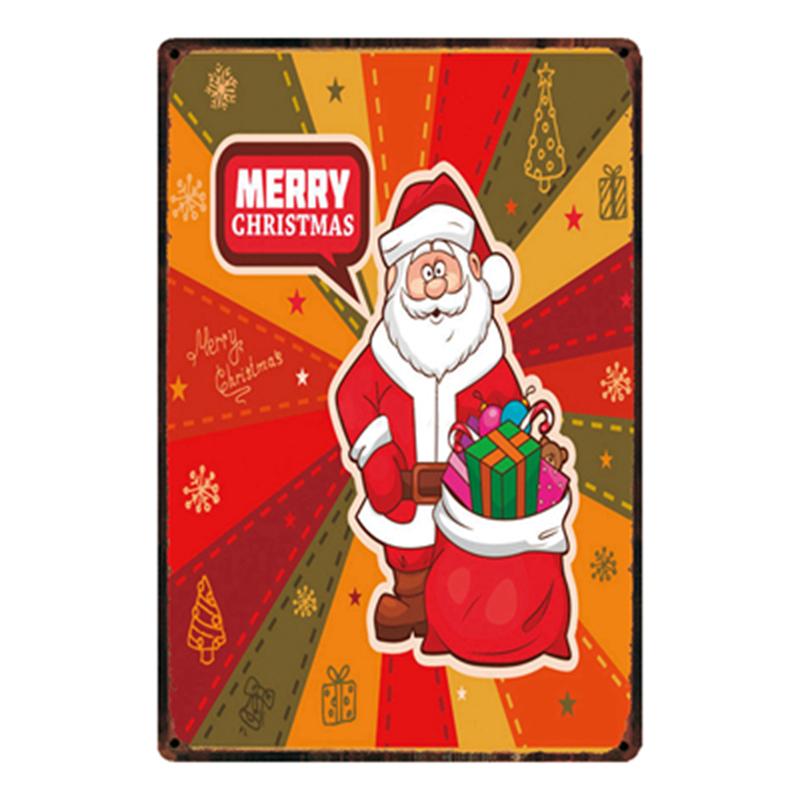 

[ Kelly66 ] Merry Christmas Santa Claus Metal Sign Tin Poster Home Decor Bar Wall Art Painting 20*30 CM Size y-1956