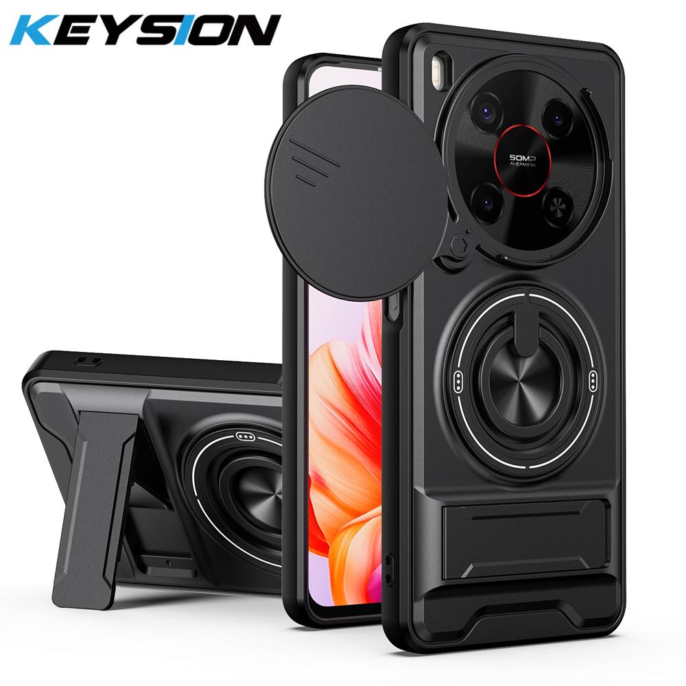 KEYSION Magnetic Phone Case for ZTE nubia V70 Max Blade V70 Max Slide Camera Protection Upright Stand 360° Ring Shockproof Cover