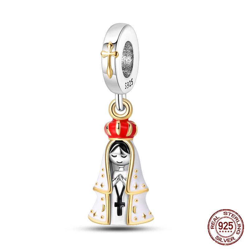 Copper Nossa Senhora Aparecida Dangle Charms Beads Fit Qikaola Original Bracelets Diy Jewelry Making For Women