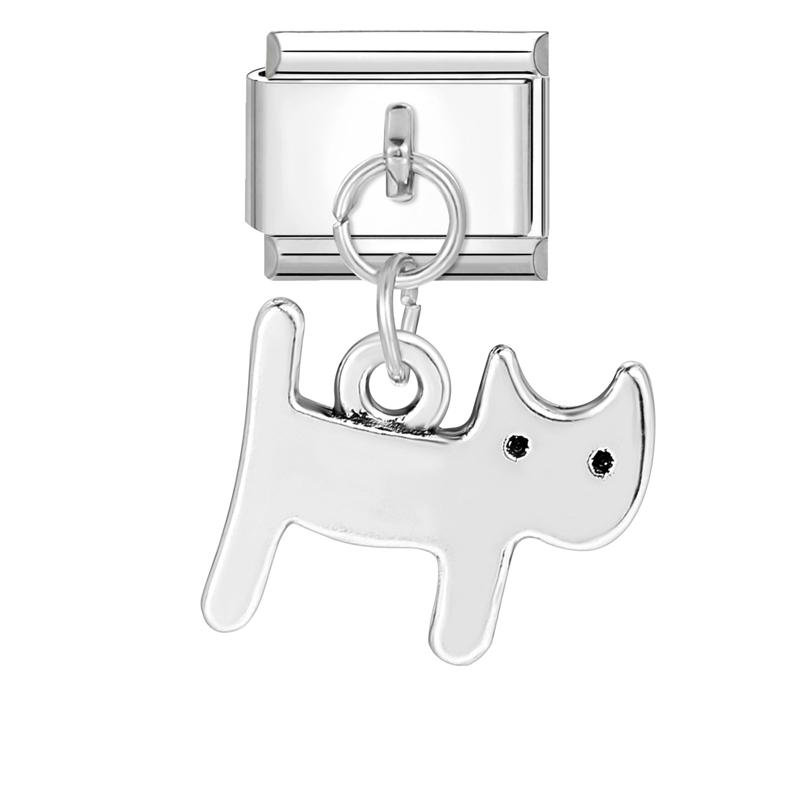 Cartoon Cute Cats Dogs Paw Heart Night Moon Flowers Italian Charm Links Fit 9mm Stainless Steel Bracelet Women DIY Making Gifts