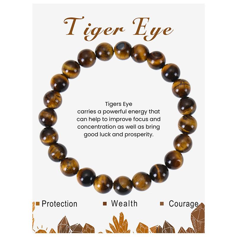 Natural Stone Beaded Bracelets With Card 8mm Apatite Amethysts Carnelian Tiger Eye Stone Stretch Bracelets For Women Men