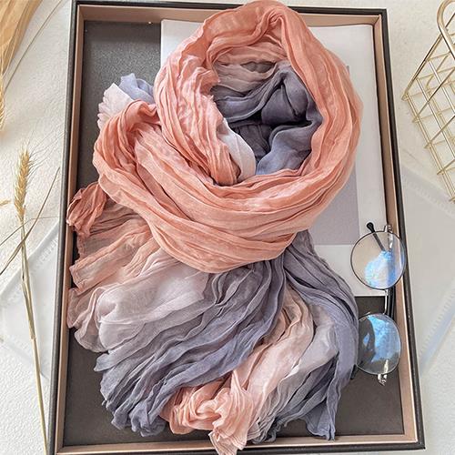HOT Women's Gradient Color Linen Scarf Travel Wrinkle Hijab Scarf Linen Striped Scarves Thin Shawl Soft Shawl Female Wrap Shawls