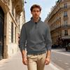 Men's Casual Loose Solid Color Outdoor Stand Up Collar Zipper Long Sleeved Texture Sports Sweatshirt
