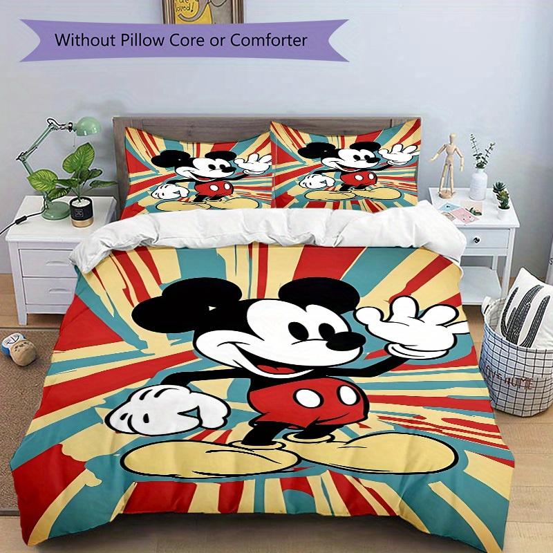 3pcs Mickey Mouse Printed Bedding Set, Breathable And Soft, Machine Washable, Christmas Gift, Suitable for Bedroom Decoration, 116