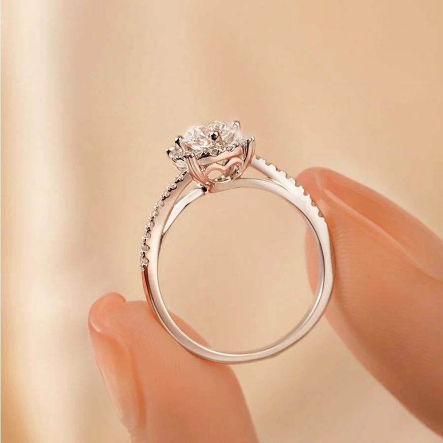 New Aurora Diamond Ring Moissanite Simulation Diamond Ring Female Proposal Order Wedding Ring Chic Versatile Ring