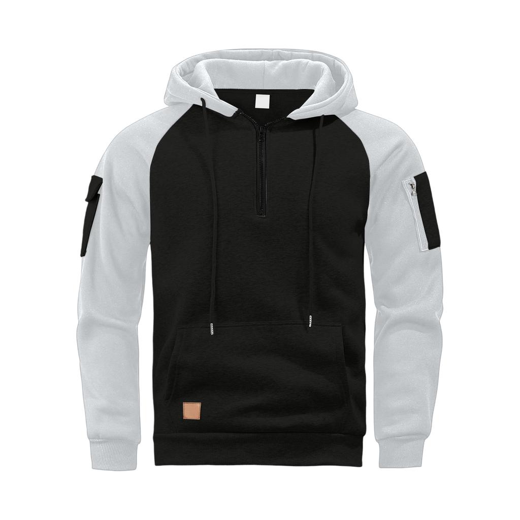 Mens  Pullover Long Sleeve Hoodies Color Block Sweatshirt Fashion Hoodies With Pockets