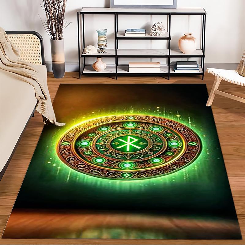 Mystic Rune Circle Design Rug Non-slip rug suitable for living room and bedroom sofas