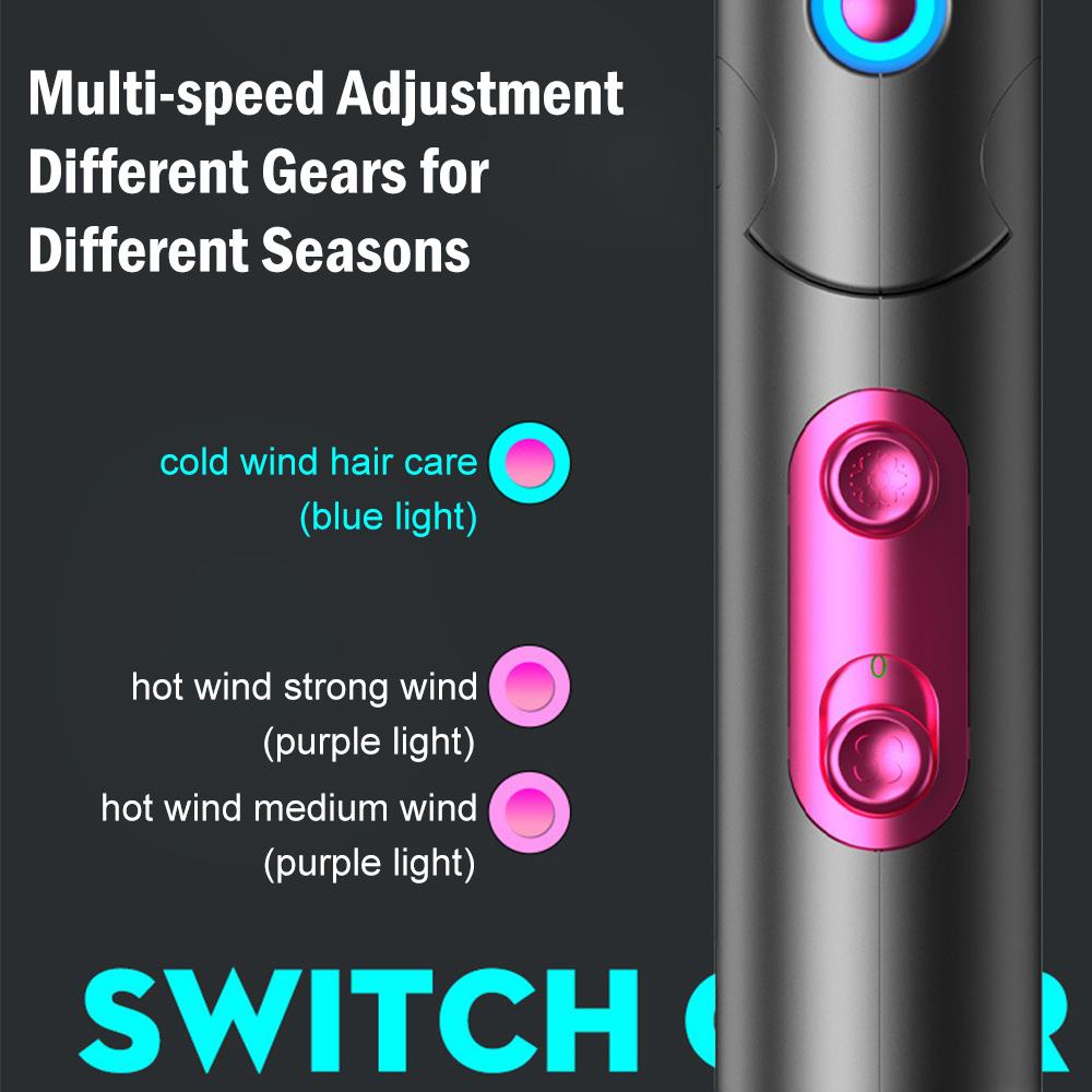 Professional Hair Dryer High-Speed Ionic Blow Dryer with Nozzle Intelligent Temp Control Low Noise for Home Salon Travel