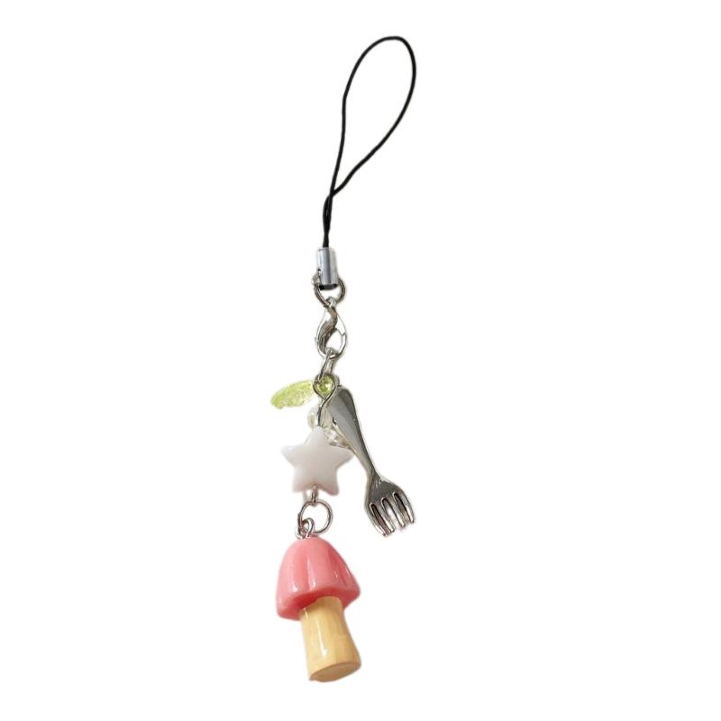 

Unique Mushroom Keychain Mobile Chain Creative Phone Jewelry Suitable for Car Key Decoration and Style Enhancement рожевий