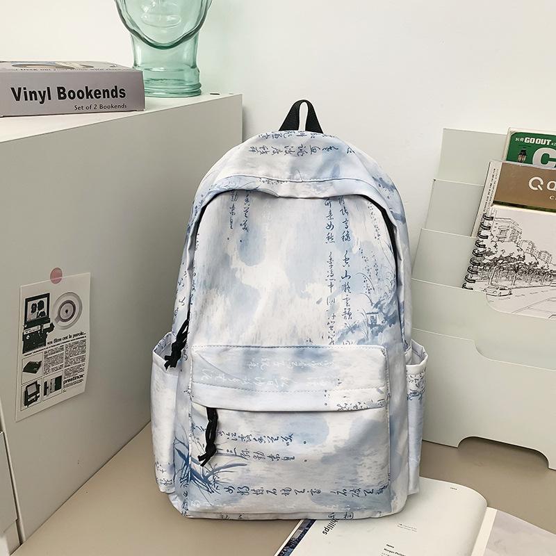 Schoolbag Chinese style schoolbag male new simple high school backpack college student large capacity tie-dye backpack