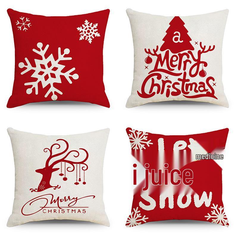 Christmas Linen Pillowcase: Home Sofa Decor & Car Lumbar Support Cushion Cover