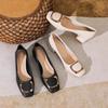 Nischen-Viereckkopf Dicke Absätze Einzelne Schuhe Damen Weichsohlen-Doudou-Schuhe Herbst Fee Sanfte Damen-Schuhe