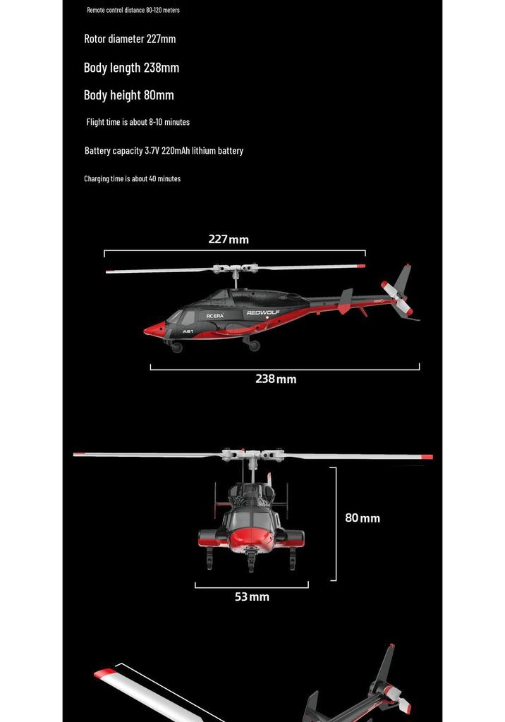 A61 Remote Control Helicopter, Four-Channel, Optical Flow Positioning, Shockproof, Realistic Little Flying Wolf Model.