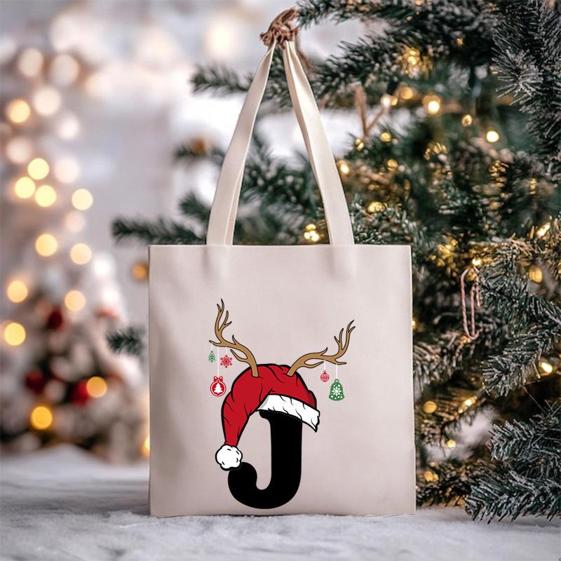 Christmas Letter Print Messenger Bag Student Casual Canvas Bag New