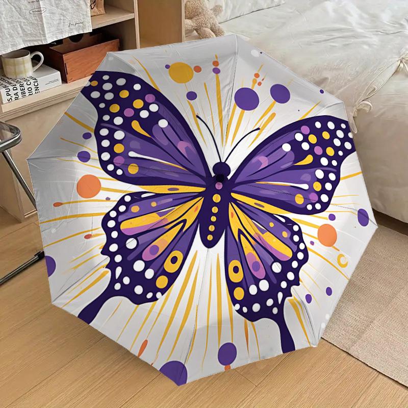 

1pc Butterfly Decor Automatic Open/Close Umbrella, 8-Rib Sturdy Frame, Umbrella for Travel, Everyday, Formal Events yy251126026