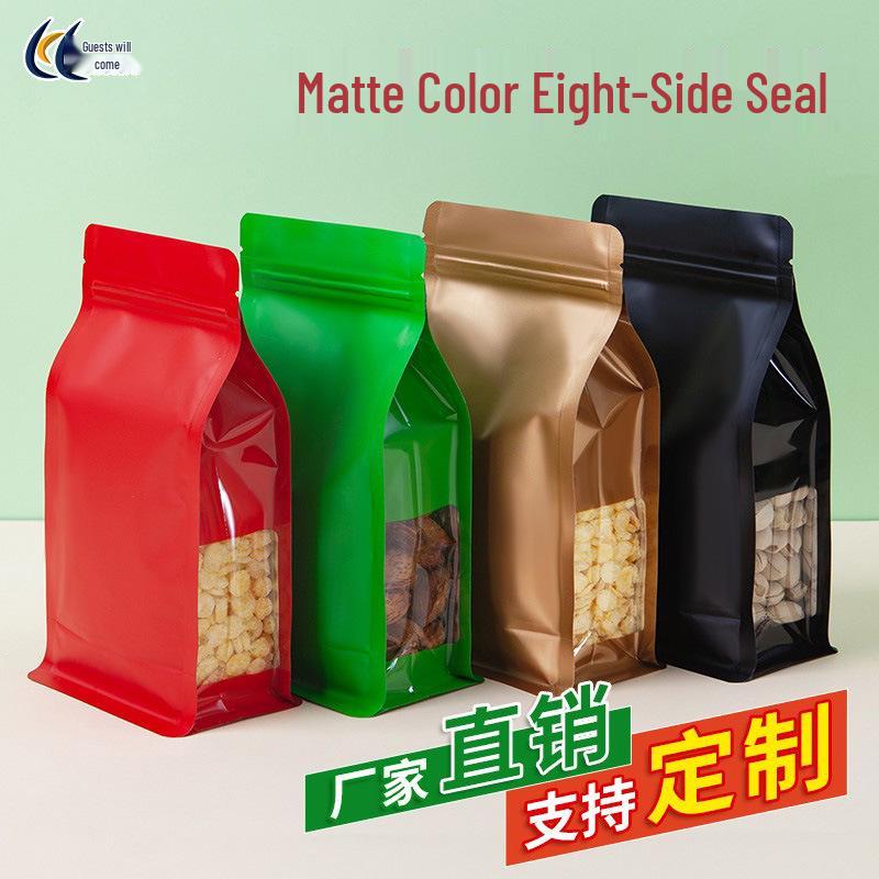 Colored Aluminum Foil Stand-Up Bag with Window for Tea and Nuts - Self-Sealing and Thickened